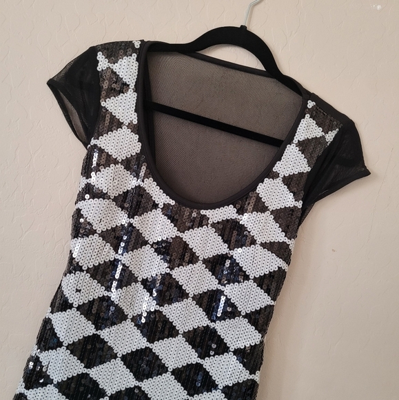 Bebe - Y2K Black & White Sequin Dress - Picture 3 of 8